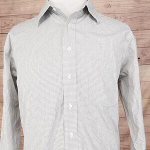 Roundtree & Yorke Gold Label Shirt Mens 16.5 35 Gray Check Button Down Pocket